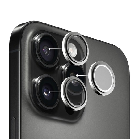 Lensy camera lens glass for Apple iPhone 16/ 16 Plus silver by Hammer Glass