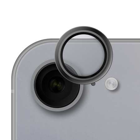 Lensy camera lens glass for Apple iPhone 16e black by Hammer Glass