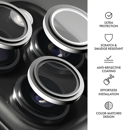 Lensy camera lens glass for Apple iPhone 16/ 16 Plus silver by Hammer Glass