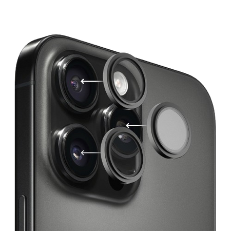 Apple iPhone 16 Pro/ 16 Pro Max camera lens glass black by Hammer Glass